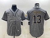 Men's New Orleans Saints #13 Michael Thomas Gray With Patch Cool Base Stitched Baseball Jersey,baseball caps,new era cap wholesale,wholesale hats